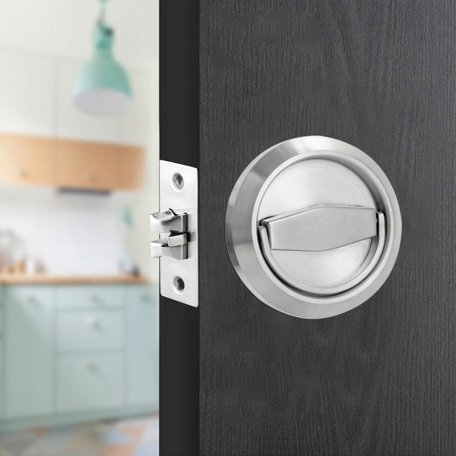 Recessed Invisible Cup Door Handle Privacy Hidden Door Lock Cabinet Pulls gallery
