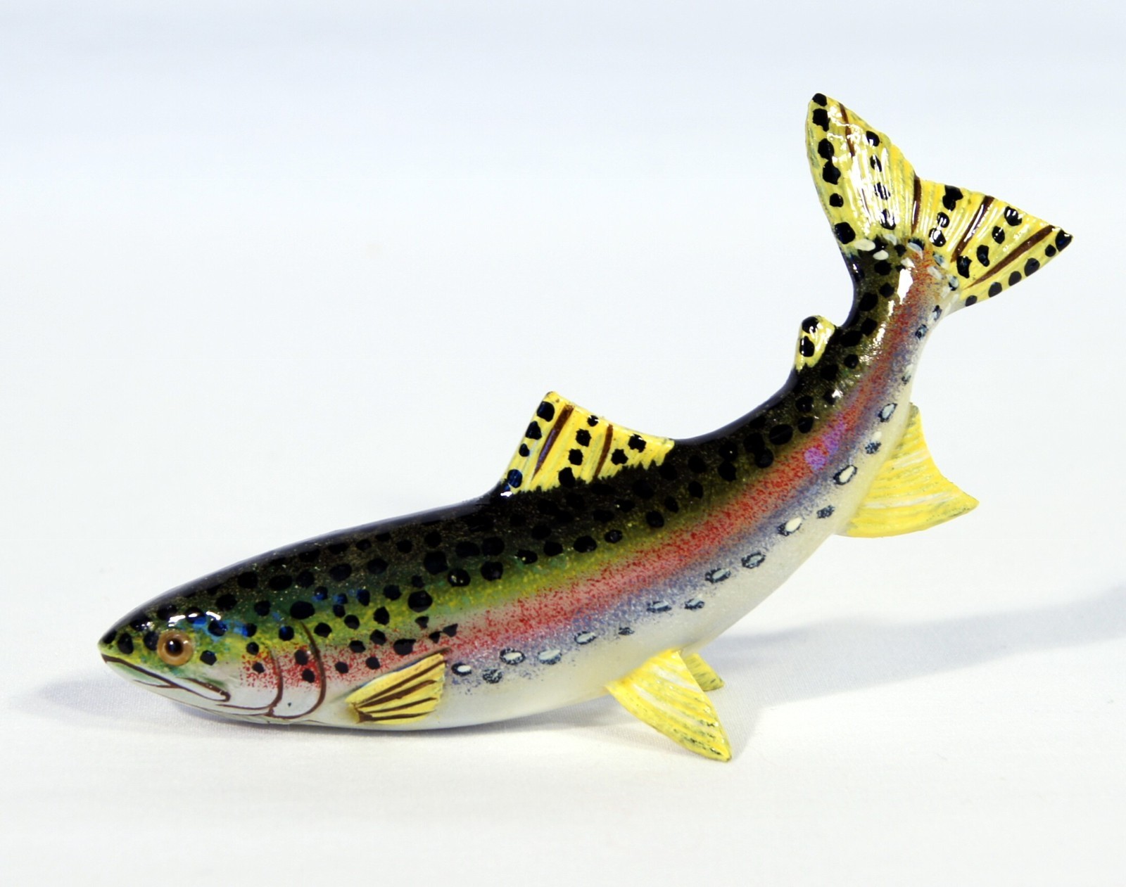 Hand Painted 5" Small Rainbow Trout Game Fish Statue Figurine Sculpture 687B gallery