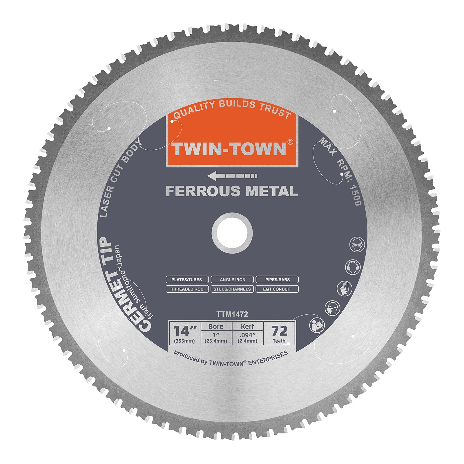 14inch 72 Teeth Dry Cut Steel And Ferrous Metal Cermet Saw Blade With 1inch Arbo gallery