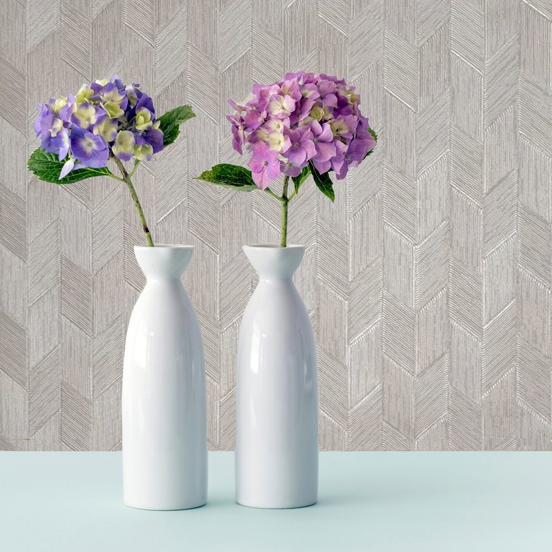 Tan cream parallelogram herringbone thread lines faux fabric textured wallpaper gallery