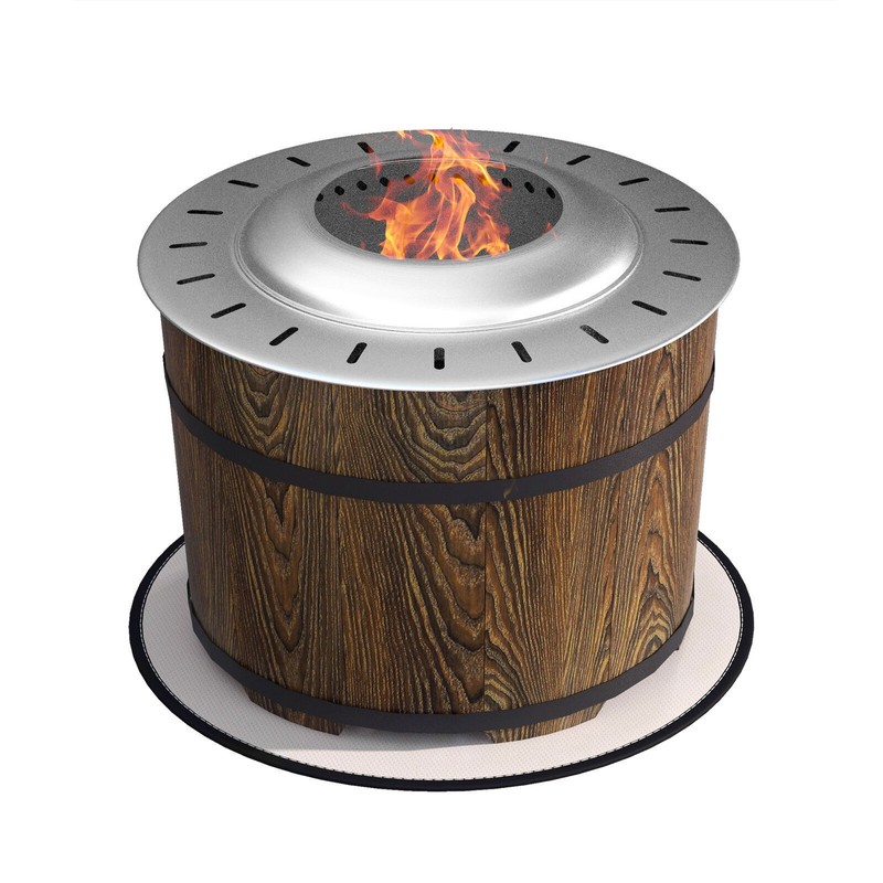 Smokeless Fire Pit with Mat 20" Firepit Magnesium Oxide Brown gallery