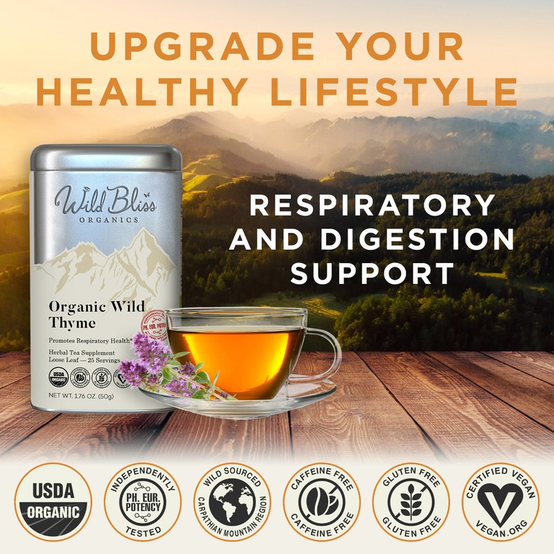 Organic Wild Thyme Tea - Caffeine Free Herbal Tea - Pharmacopoeia Potency gallery