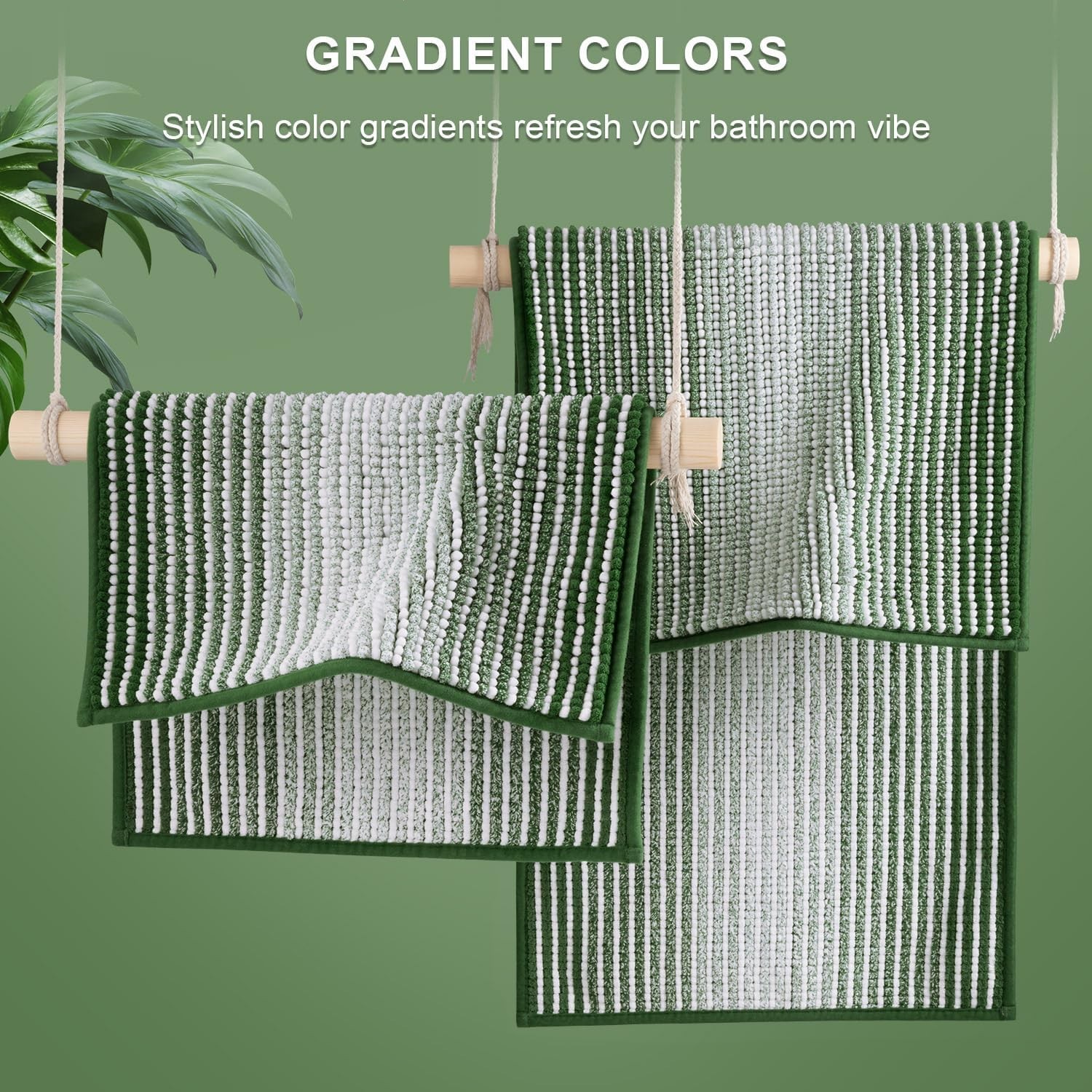 Bathroom Rugs and Mats Sets, 2 Piece Thick Absorbent Chenille Bath Mat Rug Set gallery