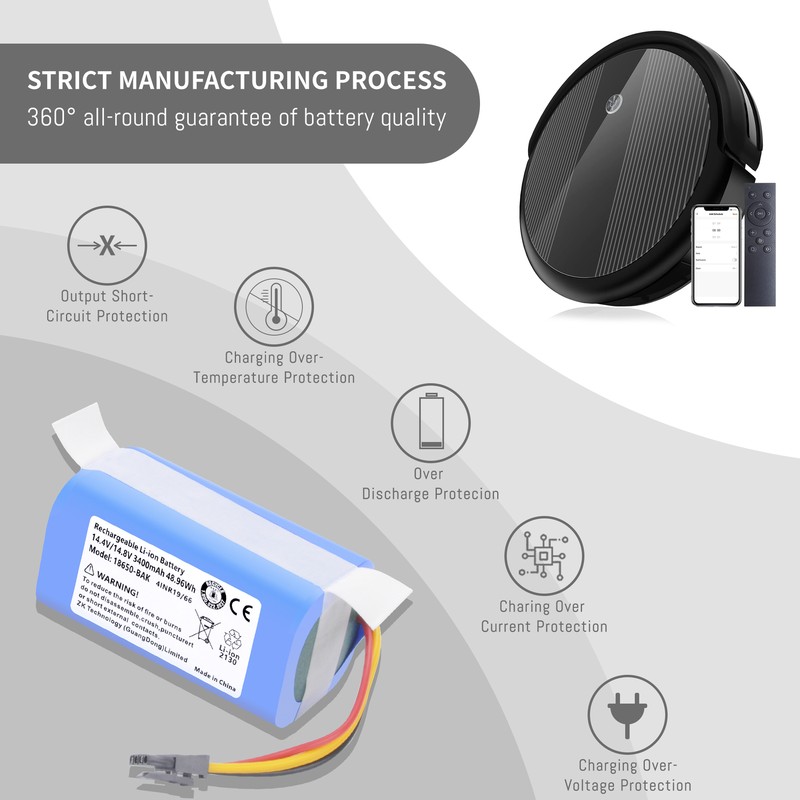 3400mAh Vacuum Battery Replacement for AIRROBO P10 Robot Vacuum Cleaner 14.4V gallery