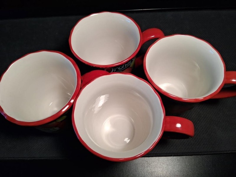 Cracker Barrel Apple Orchard Grove Red/Black Coffee Mugs Set Of 4 gallery