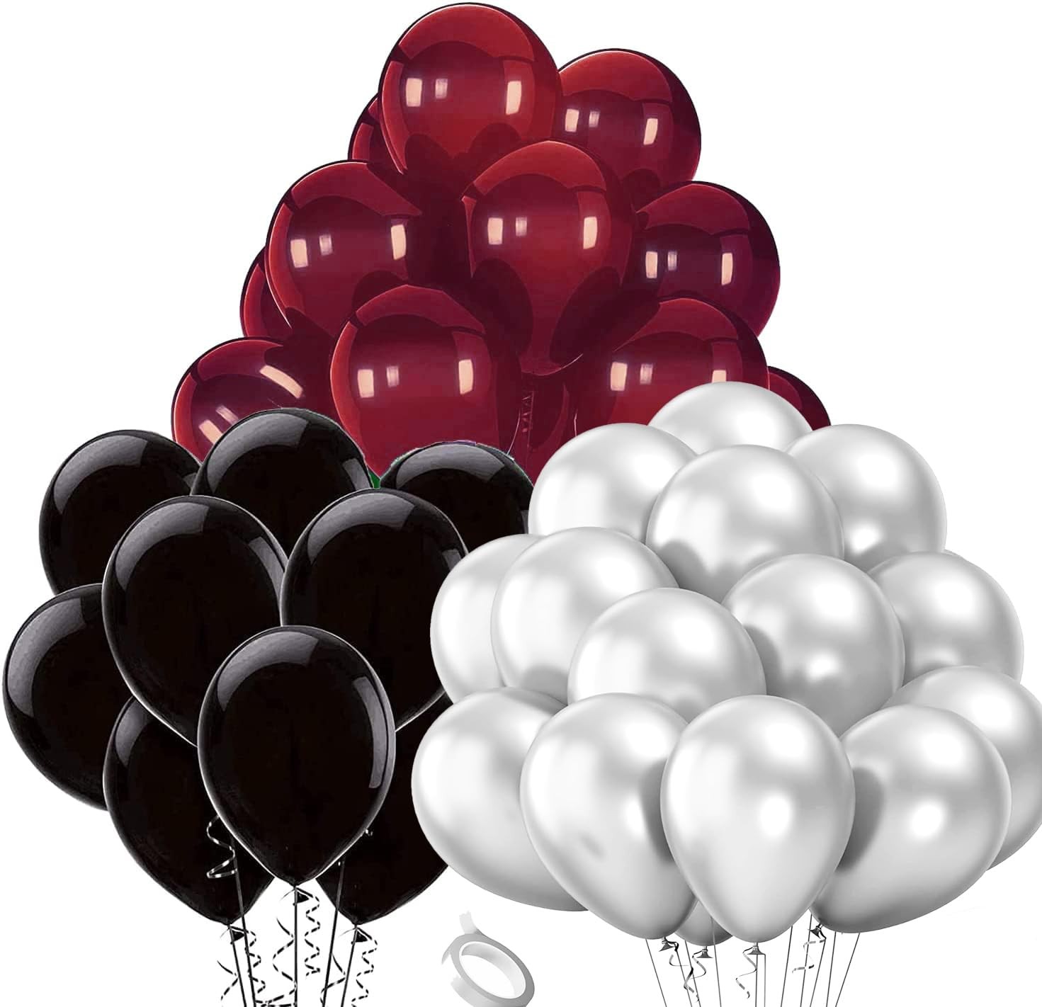 Graduation Decorations Maroon Black 12 inches, Burgundy Silver gallery