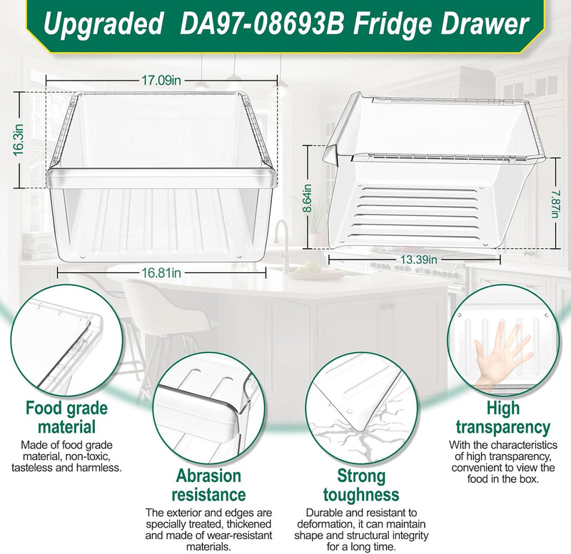 Samsung Refrigerator Crisper Drawer Replacement DA97-08693B for RS25 Models gallery
