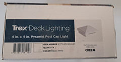 TREX DECKING PYRAMID LED POST CAP LIGHT LIGHTING CLASSIC WHITE WTPYLEDCAP4x4C