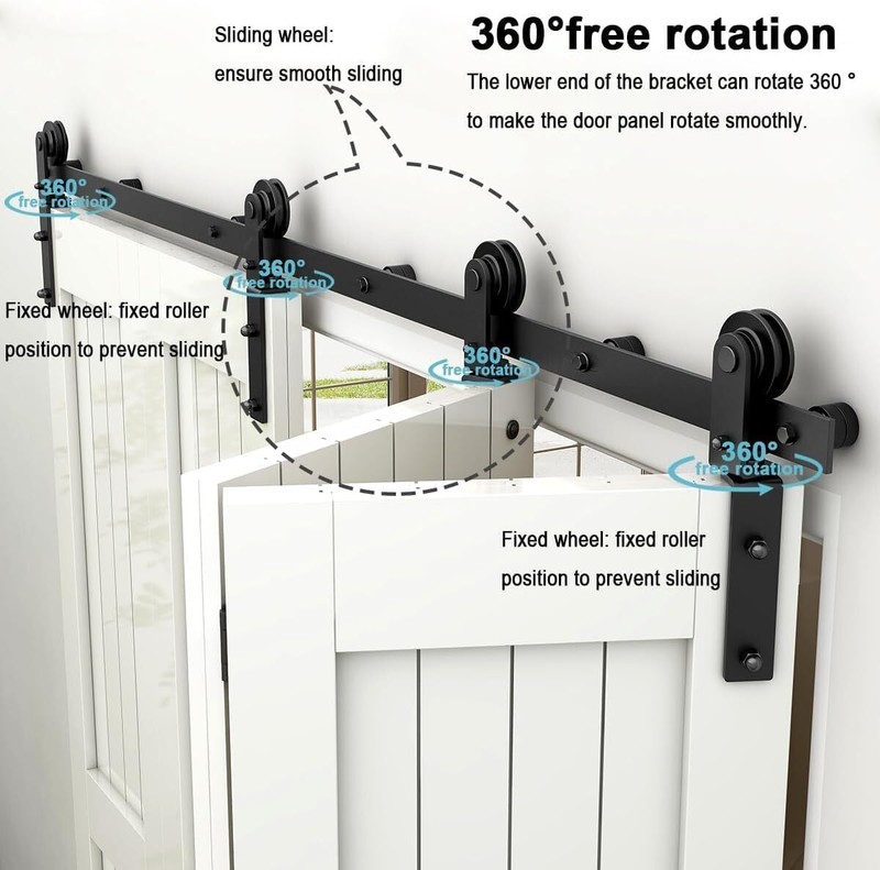 3FT-12FT Bifold Sliding Barn Door Hardware Kit 2/4 Doors Modern Closet , No Door gallery