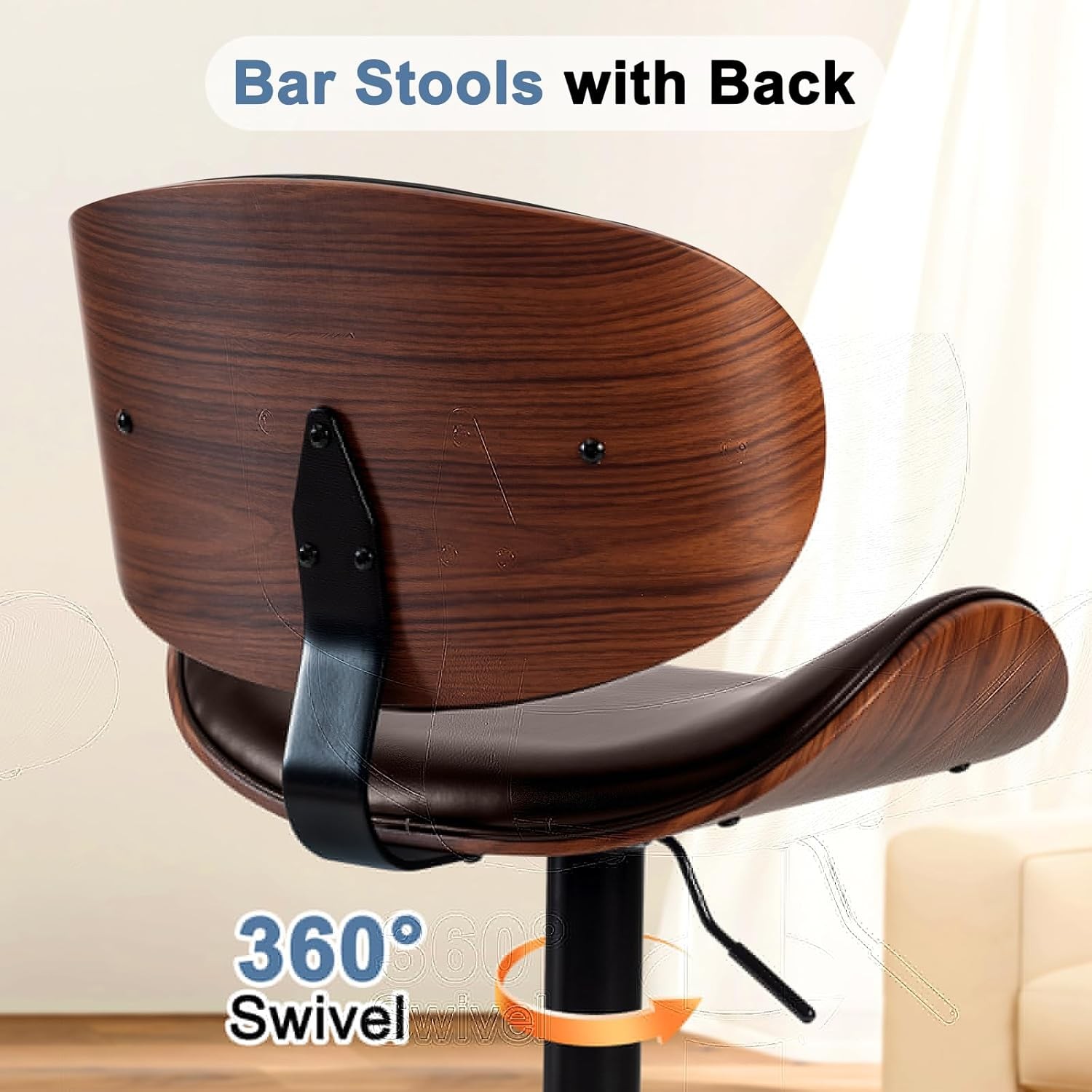 Swivel Bar Stools Set of 2, Adjustable Counter Height gallery