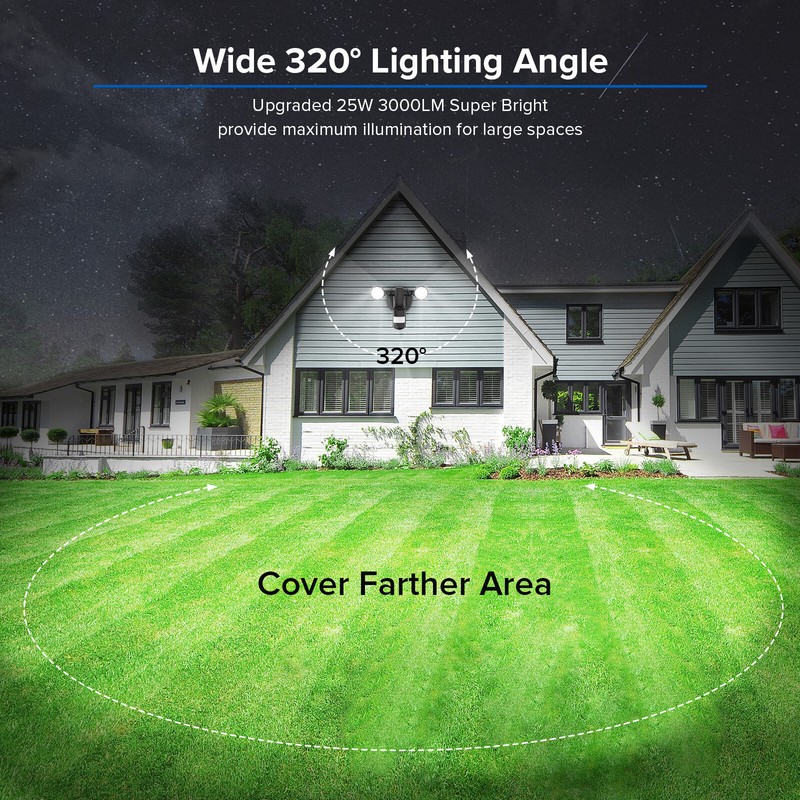 2Pack LED Motion Sensor Security Light 5000K 3000LM 25W Outdoor Night Floodlight gallery