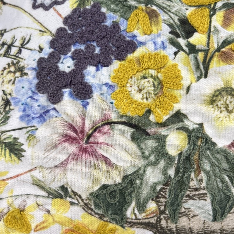 2011 "Woven Path" Embroidered Over Printed/Painted Flowers 18 x 18 Linen gallery