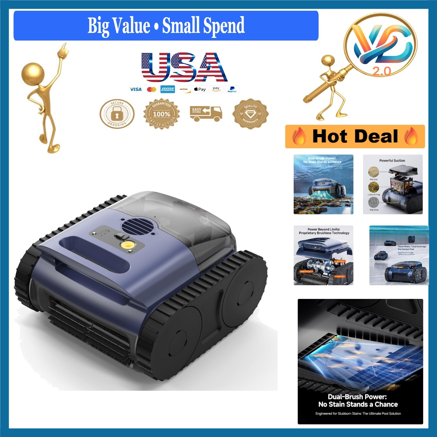 2026 Upgrade Robotic Pool Vacuum AI Sonar Navigation 180 Min Battery Inground... gallery