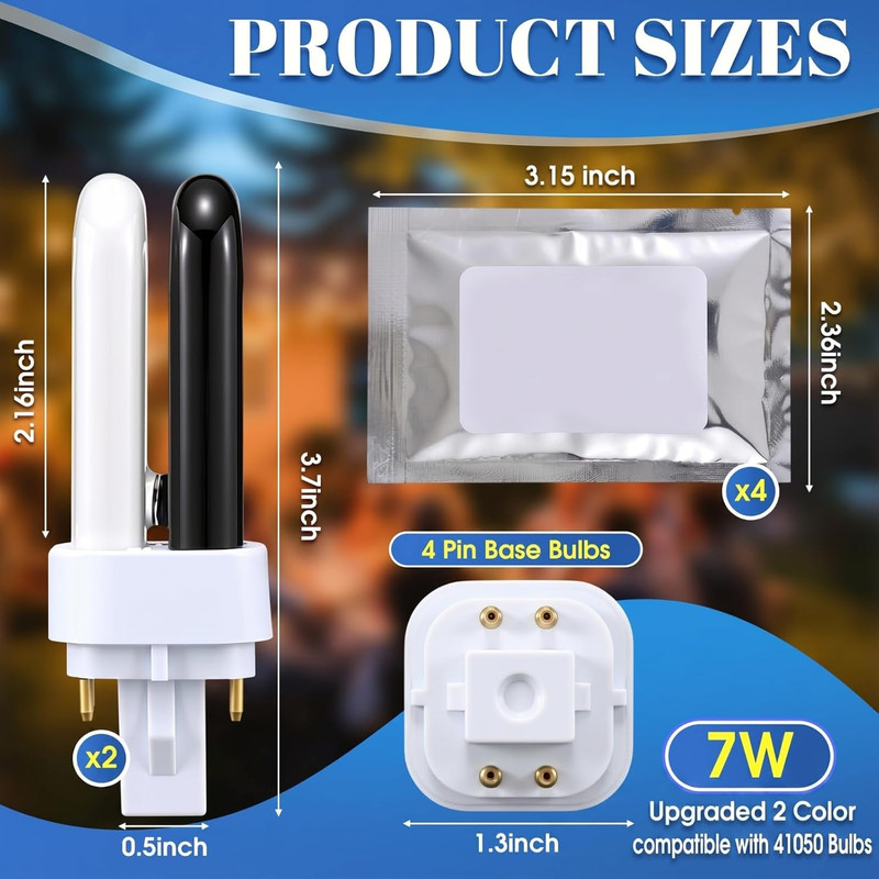 2 Pack 41050 7W Replacement Bulbs with 4 Mosquito Attractant Lures, Compatible w gallery