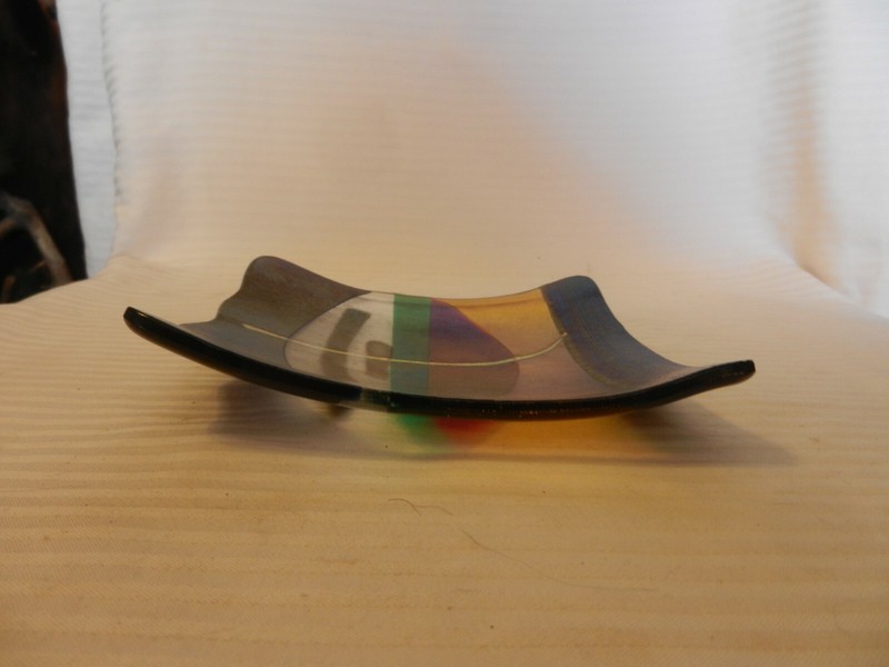 Multi Colored Glass Wave Shape Square Change Coin Key Tray Unique 6.25" Square gallery
