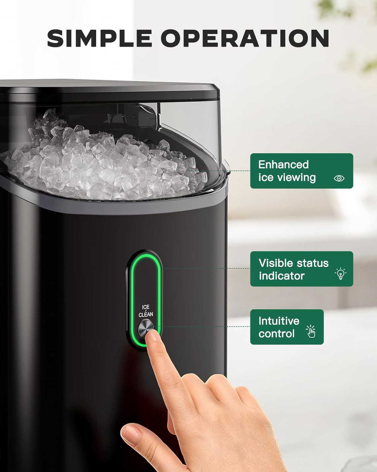 Nugget Ice Maker Countertop, Pebble Ice Maker with Soft Chewable Ice, One-Click gallery