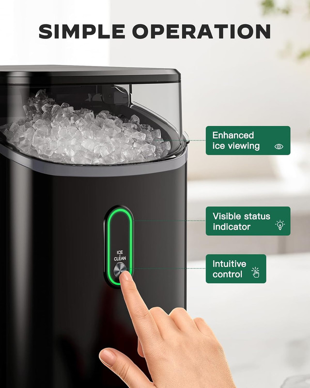 Nugget Ice Maker Countertop, Pebble Ice Maker with Soft Chewable Ice, One-Click gallery
