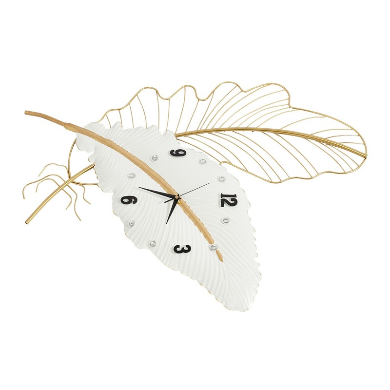 Extra Large Outdoor Garden Wall Clock Hanging Feather-shaped Wall Clock 21*30in gallery