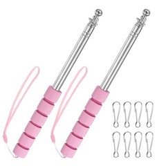 2-Pack Telescopic Handheld Flagpoles, 5.2ft/1.6m Stainless Steel Poles [Pink]