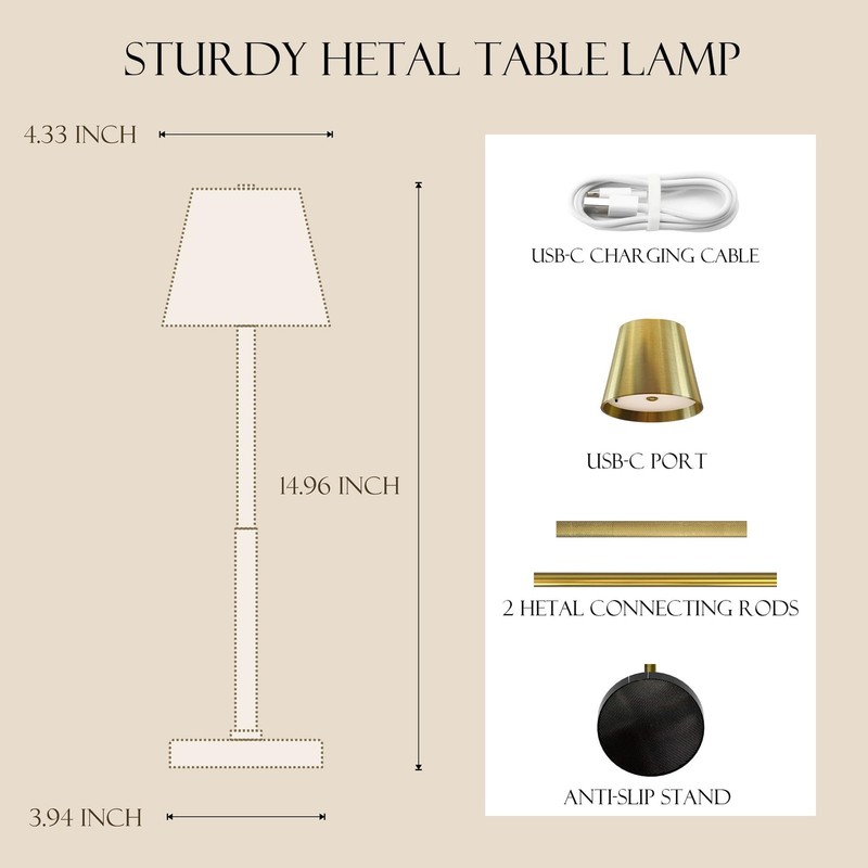 Cordless Table Lamp 2 Pack with Marble Base,5200mAh Battery Operated Lamp,IP5... gallery