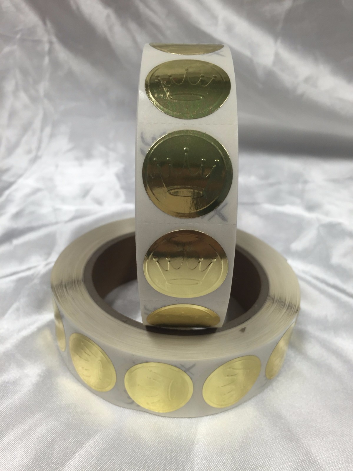 Hallmark Stationery Embossed Gold Foil Seals 1" Diameter Gold Crown Sticker Roll gallery