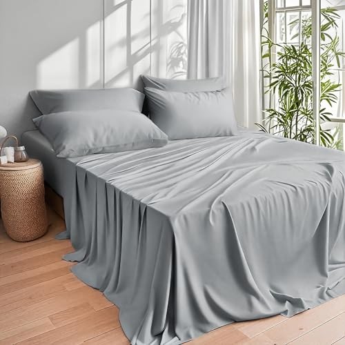 Sheets Bed Sheet Set, 100% Rayon derived from Bamboo, Luxuriously Queen Silver gallery