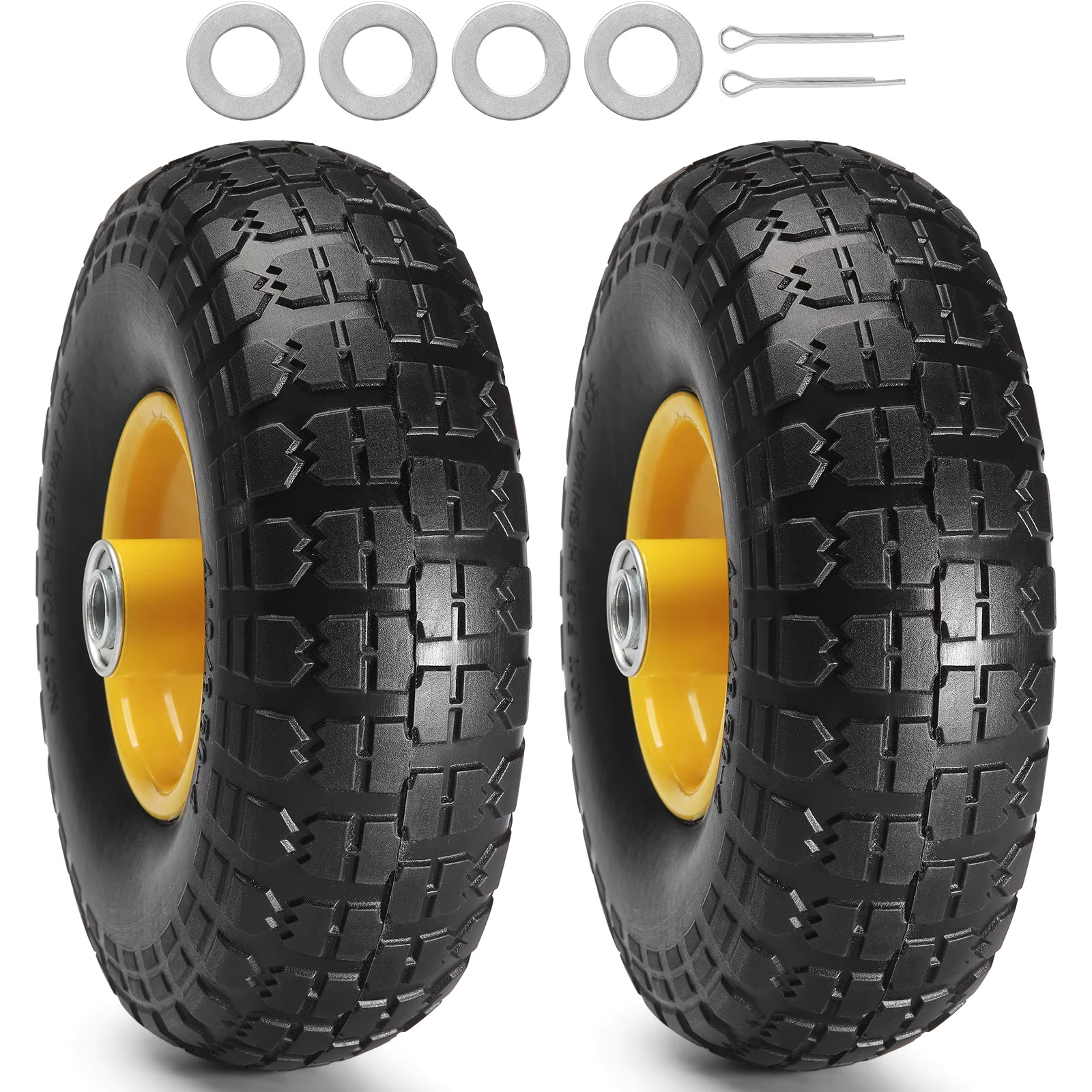 VEVOR Solid PU Run-Flat Tire Wheel Flat Free Tubeless Tire 10" 2-Pack 400 lbs gallery