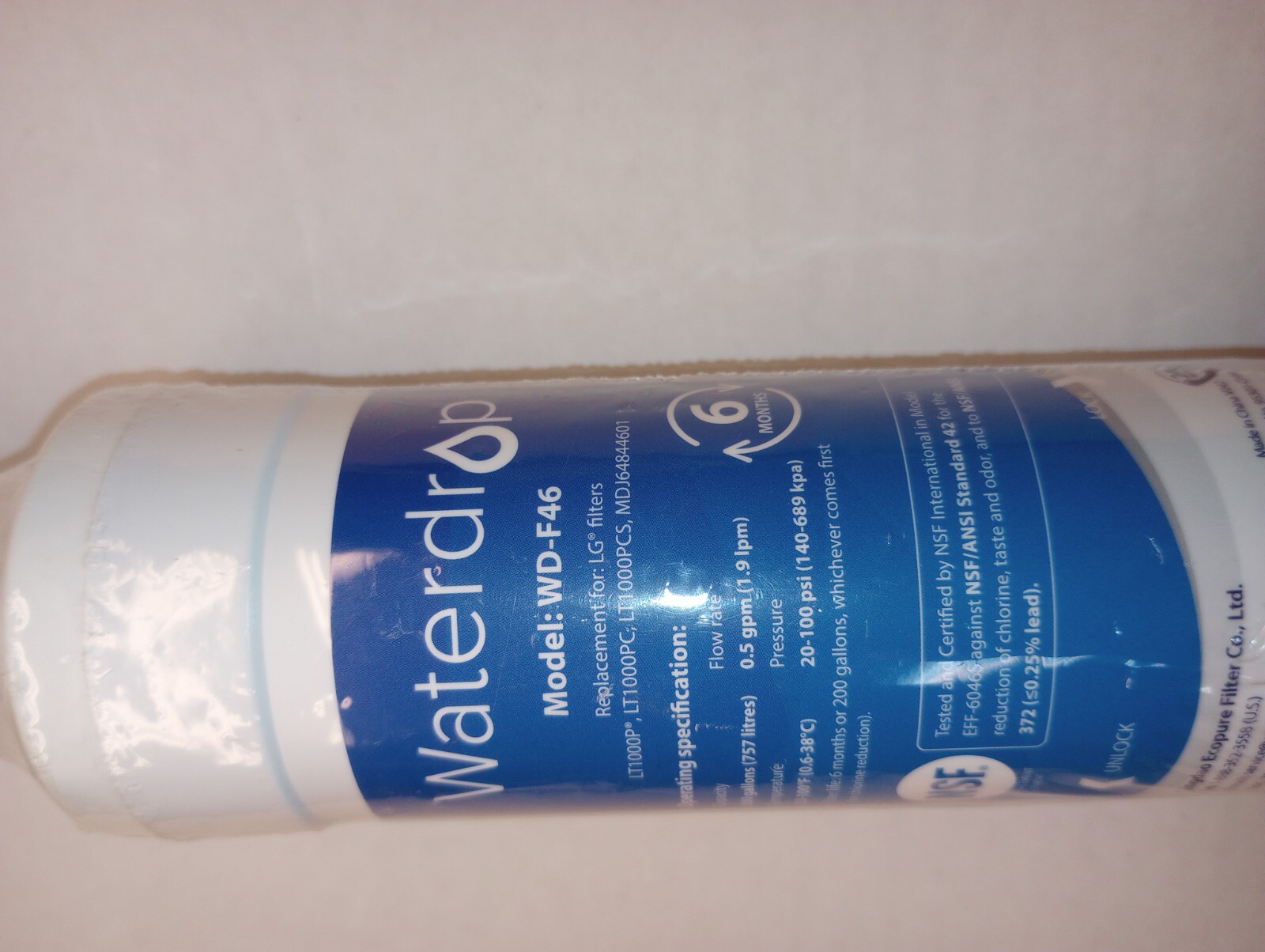 Waterdrop Refrigerator Filter Replacement WD-F46 Open Box New gallery