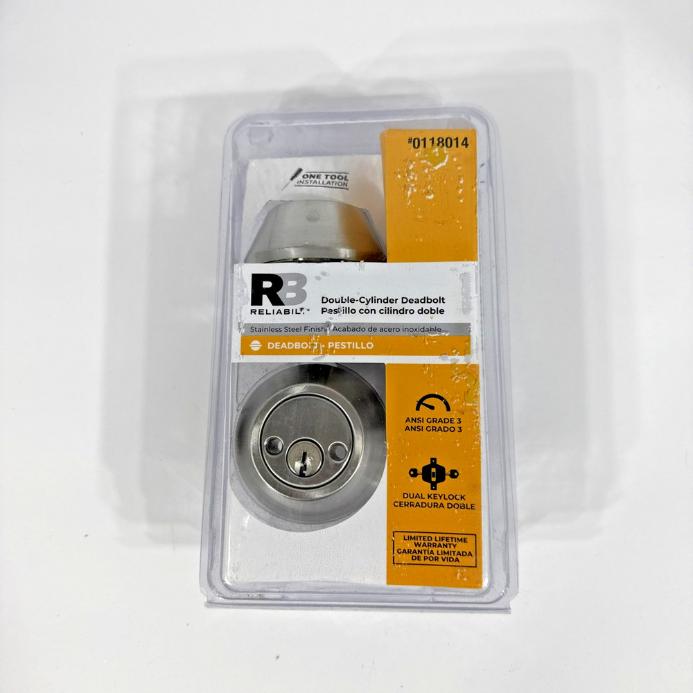 RELIABILT Double-Cylinder Deadbolt - Stainless Steel Finish; ANSI Grade 3