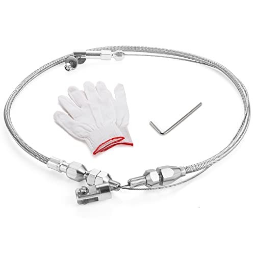 24" Universal Throttle Cable Stainless Steel Braided Covering Locking 24 inch