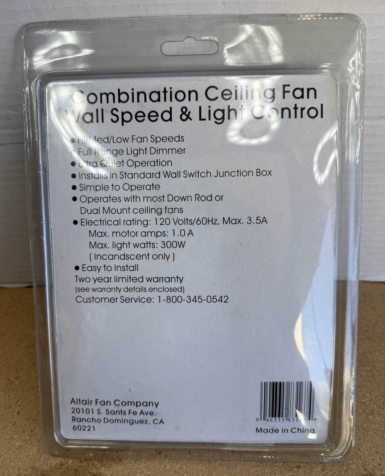 *NEW & SEALED* Altair Ceiling Fan Wall Speed & Light Control FC004 gallery