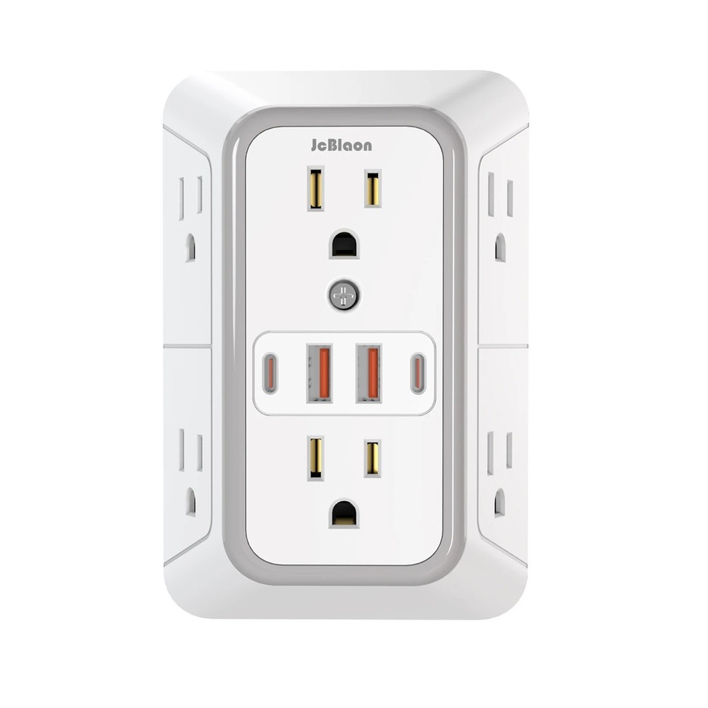 5 Outlet Extender Surge Protector Multi Plug Wall Adapter USB Charger Ports with