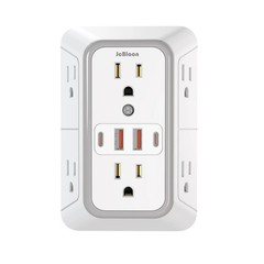 5 Outlet Extender Surge Protector Multi Plug Wall Adapter USB Charger Ports with