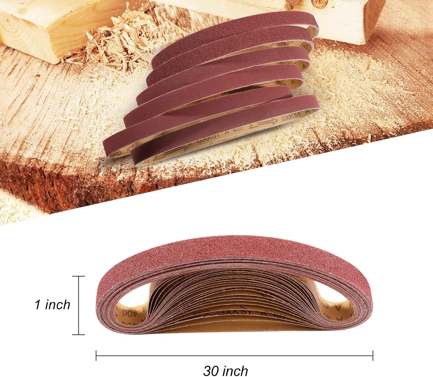 24 Pack 1x30 Sanding Belts Assorted Grits Aluminum Oxide Belt Sander Paper gallery