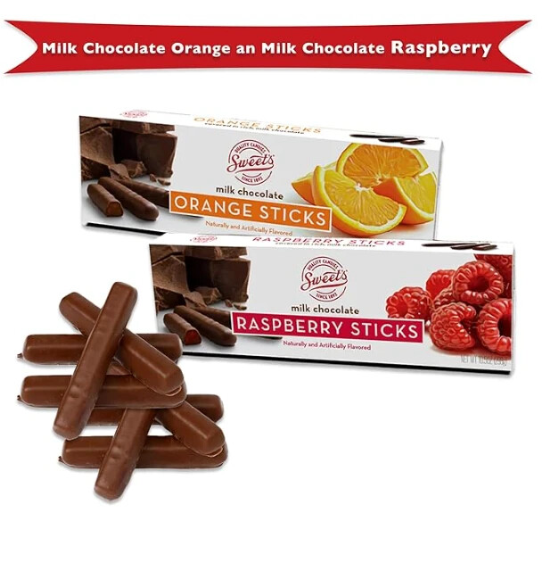 Sweets Candy Sticks Milk Chocolate Orange an Milk Chocolate Raspberry Pack of 2 gallery