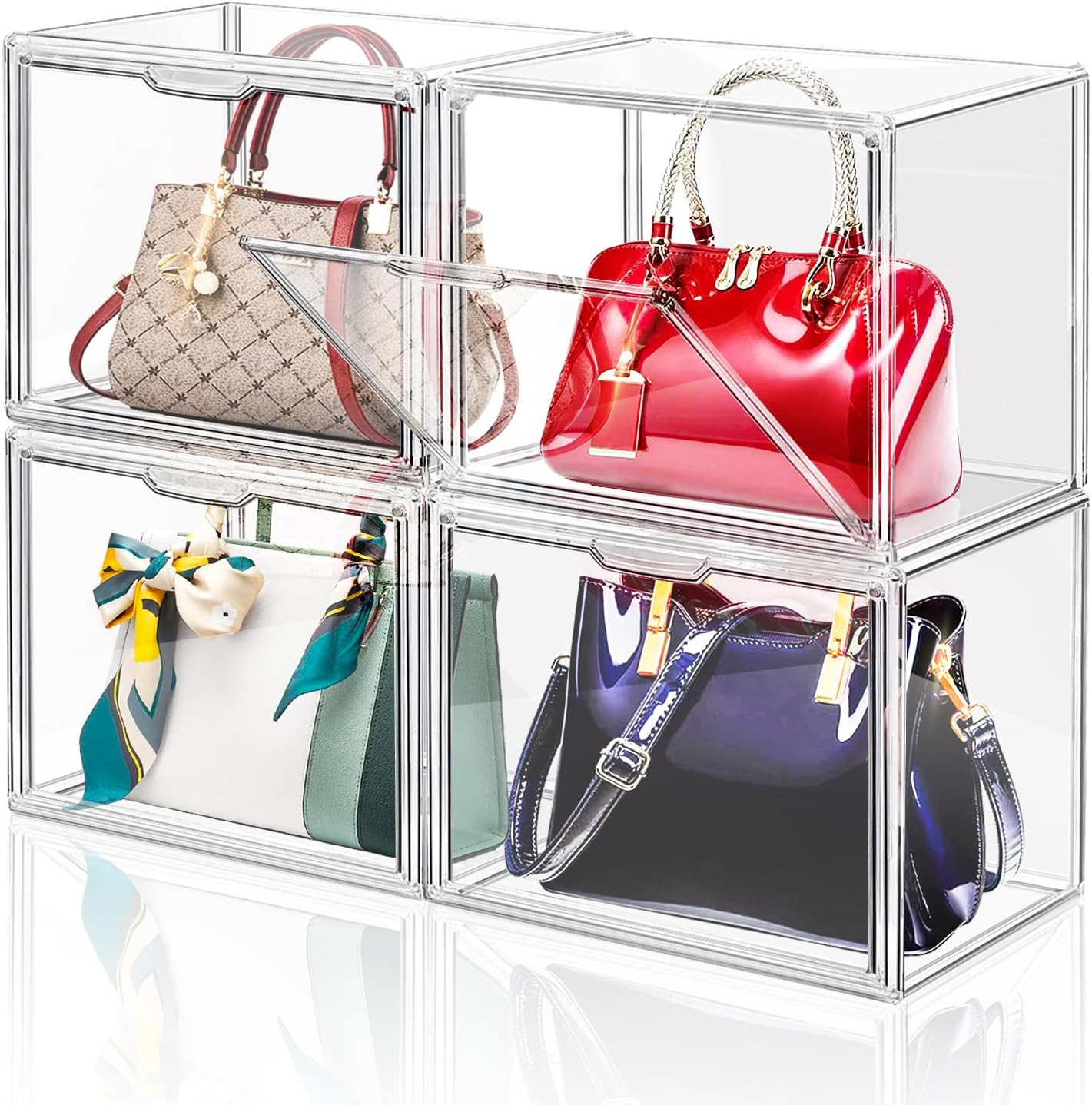 4 Packs Clear Plastic Handbag Storage Organizer for Closet, Acrylic Display Case gallery