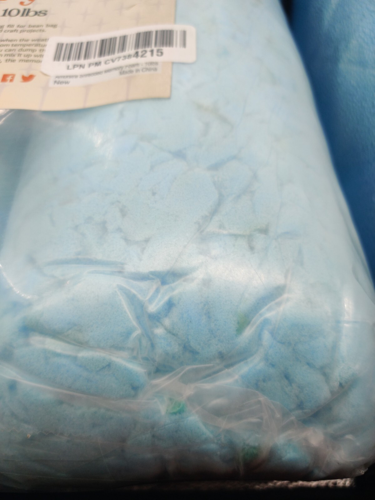 Amorstra Bean Bag Filler Shredded Memory Foam Filling 10 Pounds, 5lbs×2, Blue gallery