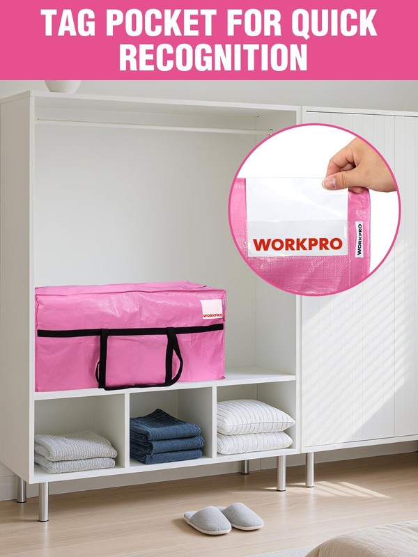 WORKPRO 2-Pack 66 Gallon Extra Large Moving Bags Heavy-Duty with Zippers Handles gallery
