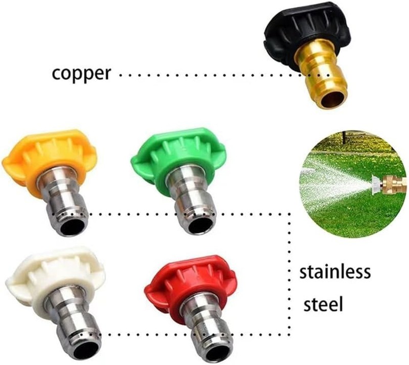 5-Pack High-Pressure Washer Nozzle Tips Set, 4500 PSI, Multi-Angle, Stainless... gallery