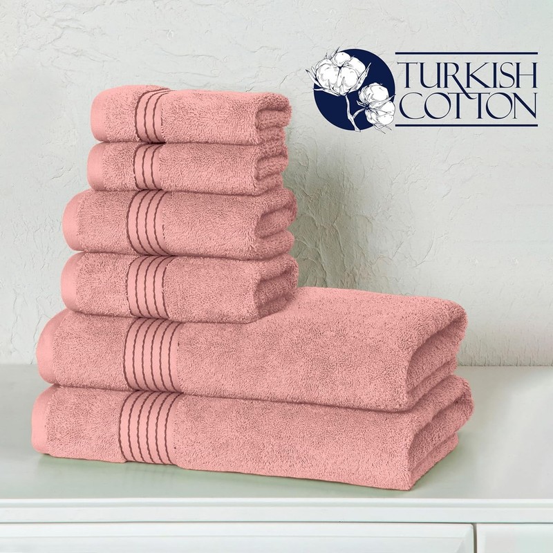 Solid Print 100% Turkish Cotton Towels & Washcloths Dusty Rose 6 Count gallery