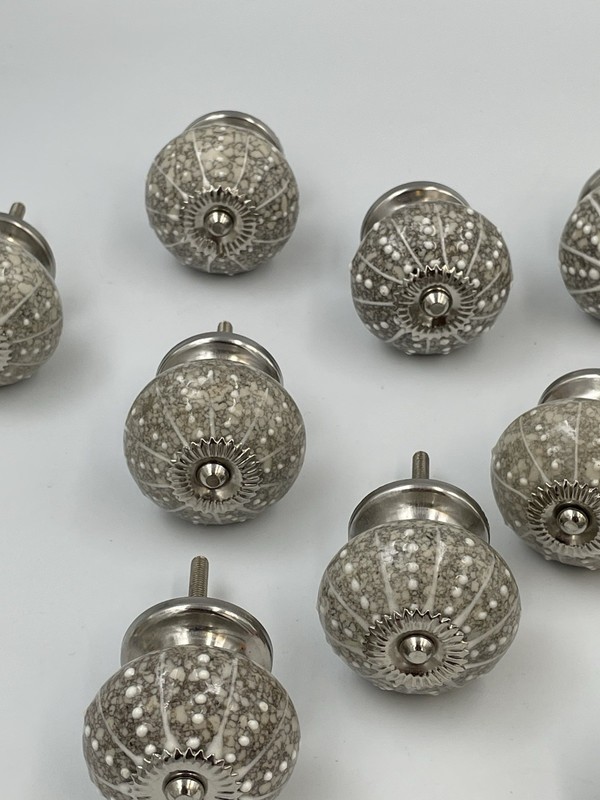 14 Drawer Cabinet Knobs Pulls White Gray Silver Mandala Veined H2 gallery