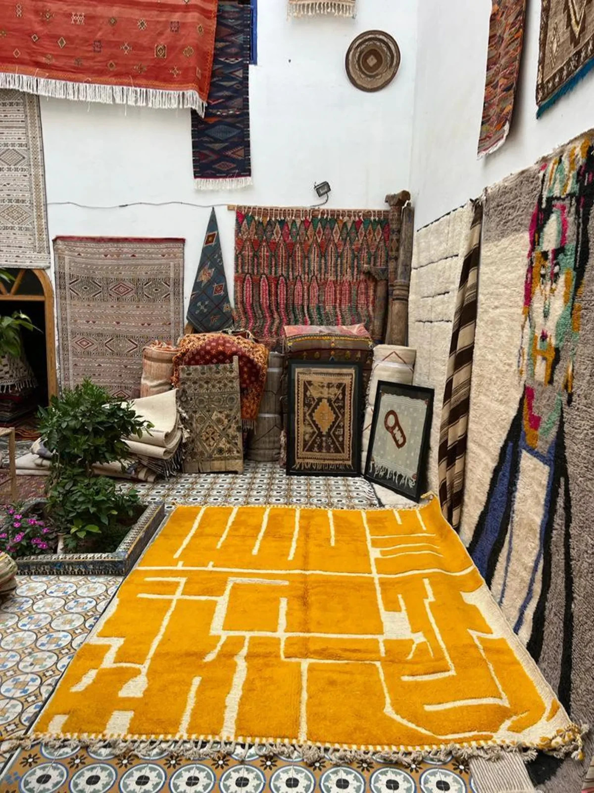 Yellow Moroccan Wool Rug, Modern Berber Carpet, Abstract Boho Area Rug 9x10 gallery