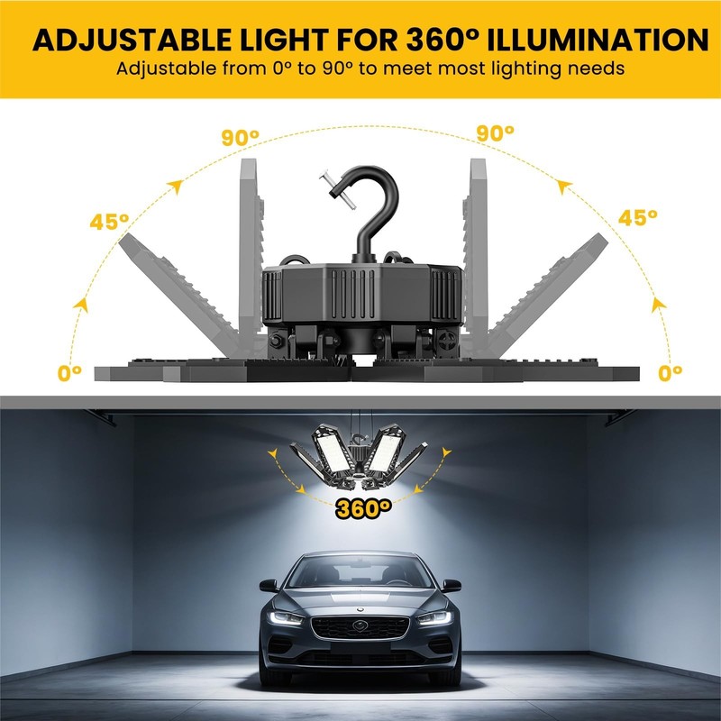 68W LED Work Light - 6800LM Deformable Ceiling Flood Light, USB & Type-C, Garage gallery