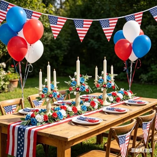 6 Pcs 1.38" Mini Taper Candle Rings Wreaths 4th of July Small Artificial Taper gallery