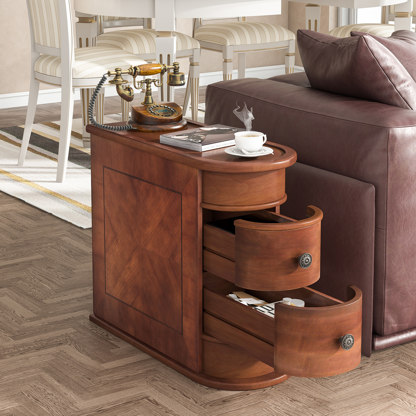Tribesigns Narrow End Table Sofa Side Table Slim Wood Nightstand with 2 Drawers gallery