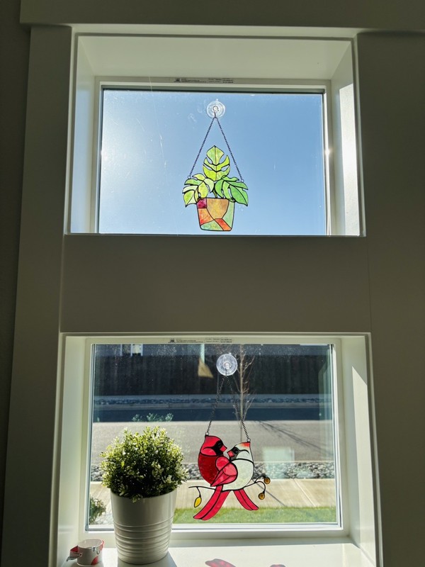 Handmade Stained Glass Hummingbird & Flower Suncatcher gallery