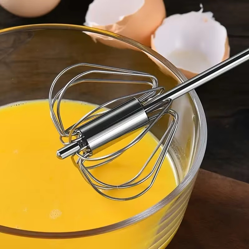 Semi-Automatic Egg Beater 304 Stainless Steel Egg Whisk Manual Hand Mixer Self T gallery