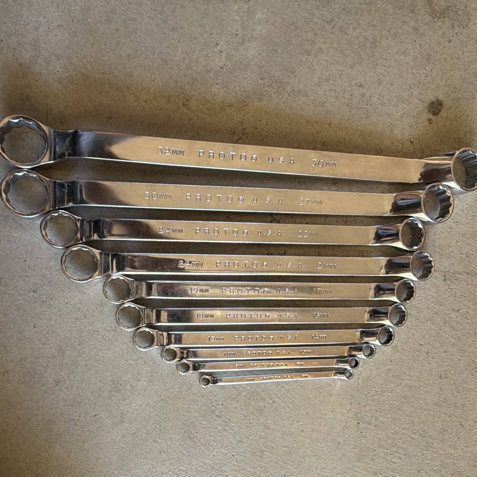 PROTO U.S.A. Metric Double End Box Wrench Set 6-32mm 10pc Polished Steel gallery