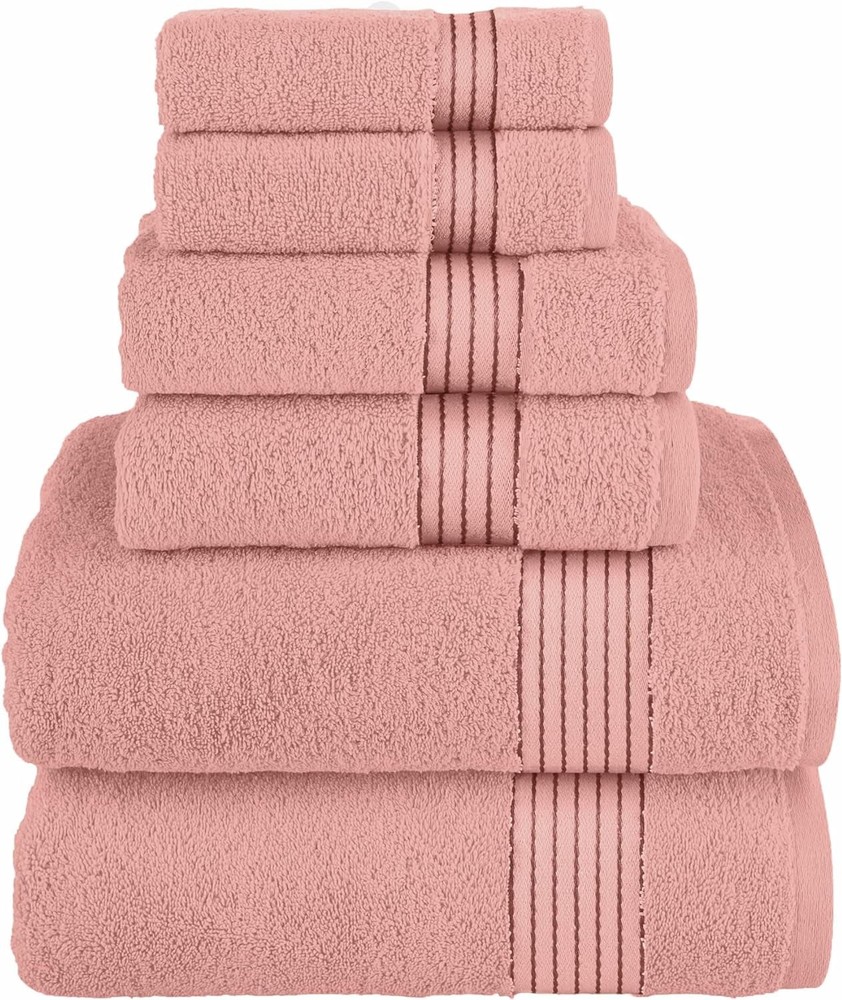Solid Print 100% Turkish Cotton Towels & Washcloths Dusty Rose 6 Count