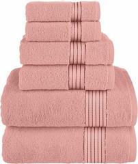 Solid Print 100% Turkish Cotton Towels & Washcloths Dusty Rose 6 Count